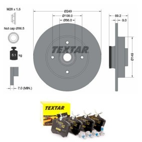 TEXTAR TXR3405N0009 Bromssats PEUGEOT 207 SW (WK_) 1.6 110 hk Bensinmotor