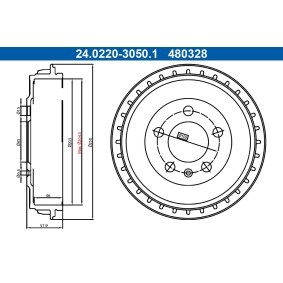 ATE 24.0220-3050.1 Tambor de travão SEAT ARONA