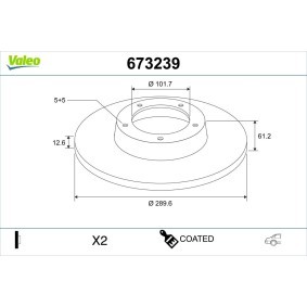 Osta Jarrulevy VALEO:llä 673239 edullisesti hintaan 74,01&nbsp;&euro;