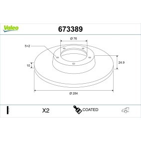 Osta Jarrulevy VALEO:llä 673389 edullisesti hintaan 40,19&nbsp;&euro;