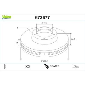 Osta Jarrulevy VALEO:llä 673677 edullisesti hintaan 52,59&nbsp;&euro;