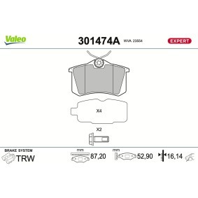 VALEO 301474A Bremsbeläge RENAULT Megane 4 Grandtour (K9A/M/N_) 1.6 115 PS Otto