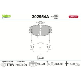 VALEO 302954A Bromsbelägg DACIA SANDERO 1.5 65 hk Diesel