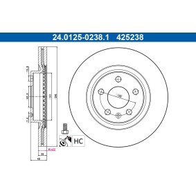 ATE 24.0125-0238.1 Bremsscheiben VOLVO XC40 (536) 2.0 190 PS Otto