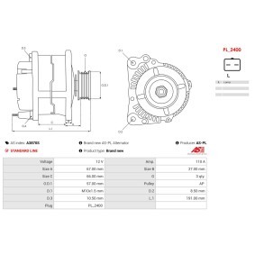AS-PL A3870S Lichtmaschine RENAULT THALIA 2 (LU1/2) 1.6 95 PS Otto