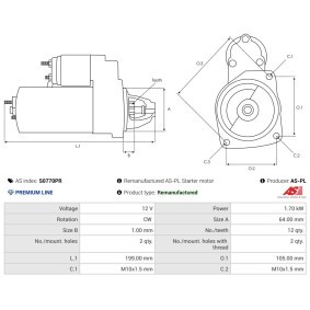 AS-PL S0770PR Anlasser RENAULT THALIA 2 (LU1/2) 1.5 64 PS Diesel