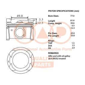 IAP QUALITY PARTS 100-07106 Pistão KIA XCEED