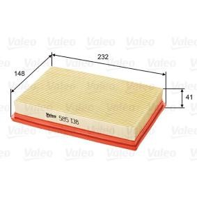 VALEO 585138 Filtro de aire SUZUKI SWIFT 3 (MZ, EZ) 1.6 125 cv Motor otto