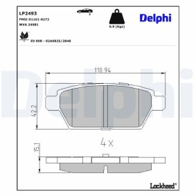 DELPHI LP2493 Bremseklosser MAZDA 6 Station Wagon (GY) 2.3 162 hk Bensinmotor