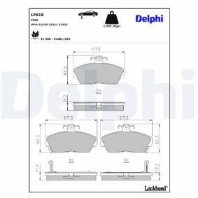 DELPHI LP618 Bromsbelägg ROVER 200 (RF) 1.1 60 hk Bensinmotor