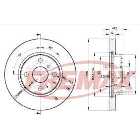 FREMAX BD-2550 Bremsscheiben TOYOTA COROLLA Compact (_E10_) 2.0 72 PS Diesel