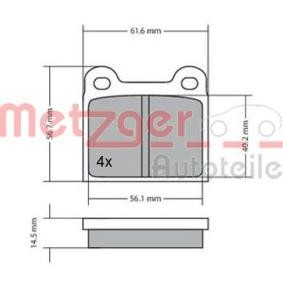 METZGER 1170003 Bremsbeläge VOLVO 850 Kombi (855) 2.0 126 PS Otto