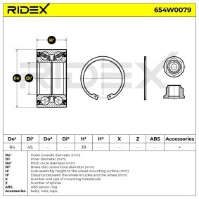 RIDEX 654W0079 Hjullager MERCEDES-BENZ VITO