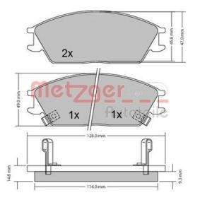 METZGER 1170224 Bromsbelägg HYUNDAI ACCENT 1 (X-3) 1.3 60 hk Bensinmotor