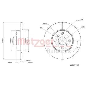 METZGER 6110212 Bremsscheiben TOYOTA COROLLA Compact (_E10_) 2.0 72 PS Diesel