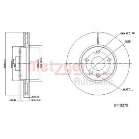 METZGER 6110279 Discos de travão OPEL Astra J GTC (P10) 1.7 110 cv Diesel