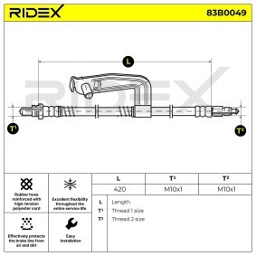 RIDEX 83B0049 Mangueira de travão MAZDA
