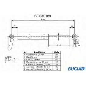 Acquista Ammortizatore pneumatico, Cofano bagagli / vano carico da BUGIAD BGS10189 a buon mercato per soli 23,93&nbsp;&euro;