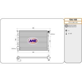 AHE 104.105 Radiador MINI Hatchback (R50, R53) 1.4 75 cv Otto