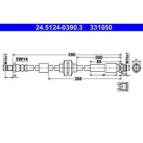 ATE 24.5124-0390.3 Bremseslange MAZDA 3 (BL) 1.6 105 hk Bensinmotor