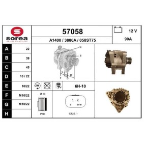 EAI 57058 Generator PEUGEOT 207 SW (WK_) 1.6 90 hk Diesel