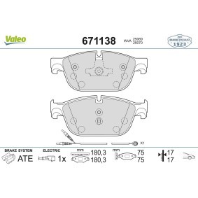 Köp Bromsbelägg av VALEO 671138 till det låga priset 620,23&nbsp;kr
