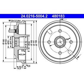 ATE 24.0216-5004.2 Bremstrommel DAIHATSU Cuore 6 (L251, L250_, L260_)